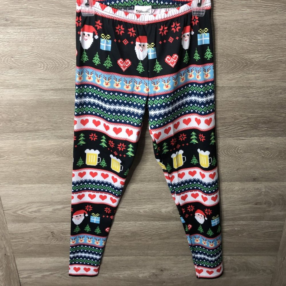 CowCow Womens Medium Christmas Tree Retro Leggings